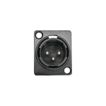 Kentech SX0103 3-Pin Male Metal XLR Chassis Mount Connector - Black - 