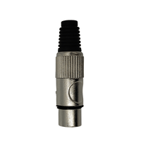 Kentech SX026 3-Pin Female Metal XLR Connector with Black Rubber Tail - 