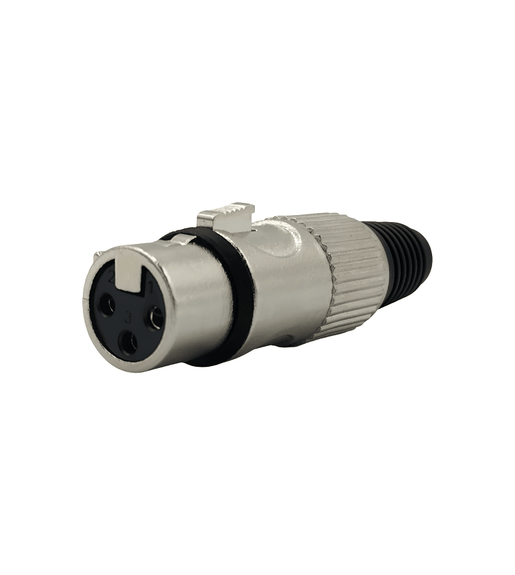 Kentech SX026 3-Pin Female Metal XLR Connector with Black Rubber Tail - 