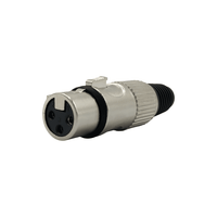 Kentech SX026 3-Pin Female Metal XLR Connector with Black Rubber Tail - 