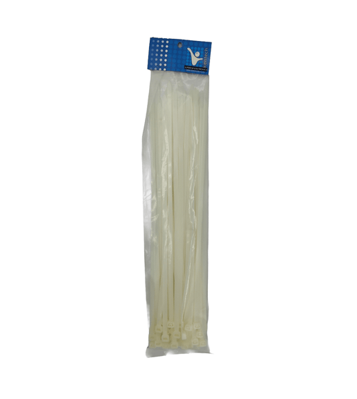 Kentech TIE370WH Nylon Cable Ties (4.8mm x 370mm - 100 Pack, White) - 
