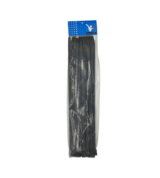 Kentech TIE400BLK Heavy-Duty Nylon Cable Ties (7.2mm x 400mm - 50 Pack, Black) - 