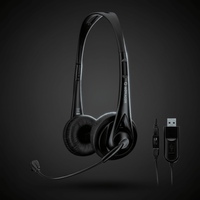 Monacor BH-010USB Stereo Headset with Electret Boom Microphone - 4007754276084