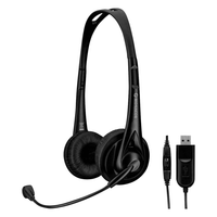 Monacor BH-010USB Stereo Headset with Electret Boom Microphone - 4007754276084