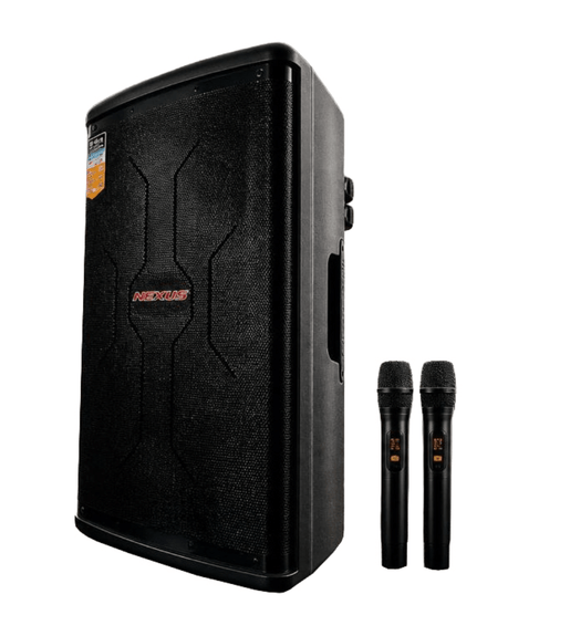 Nexus DJ-215PK 15″ Battery Powered Outdoor PA Speaker with 2 UHF Wireless Microphones - 