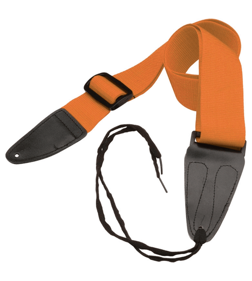 On-Stage GSA10OR Polypropylene Guitar Strap with Leather Ends - Orange - 00659814497447
