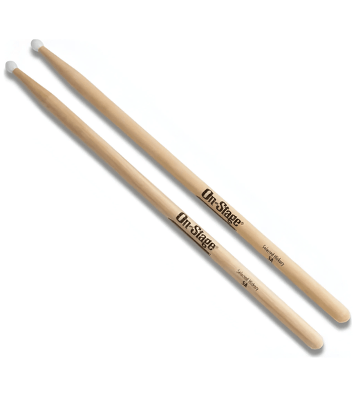 On - Stage HN5A Hickory 5A Nylon Tip Drumsticks - 00659814355495