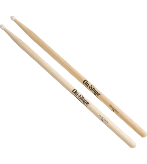 On - Stage HN7A Hickory 7A Nylon Tip Drumsticks - 659814355594