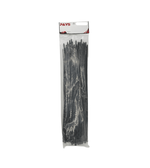 Pays TIE370BLK Nylon Cable Ties (4.8mm x 370mm - 100 Pack, Black) - 