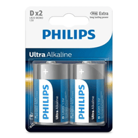 Philips D Size Alkaline Batteries 1.5v - 2 Pack - 8712581550448