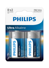 Philips D Size Alkaline Batteries 1.5v - 2 Pack - 8712581550448