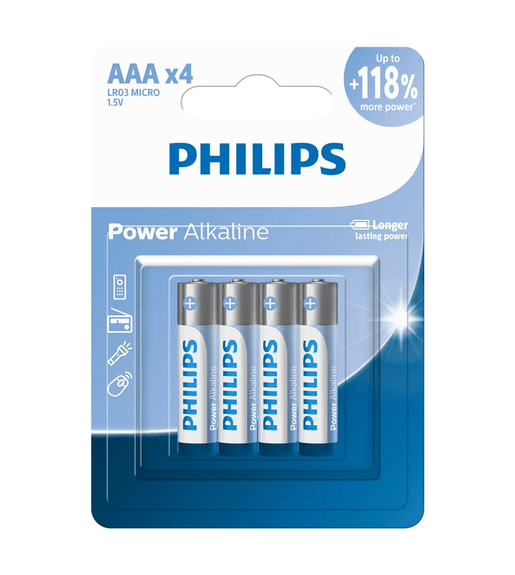 Philips LR03 AAA Power Alkaline Batteries 1.5V - 4 Pack - 4895229119024