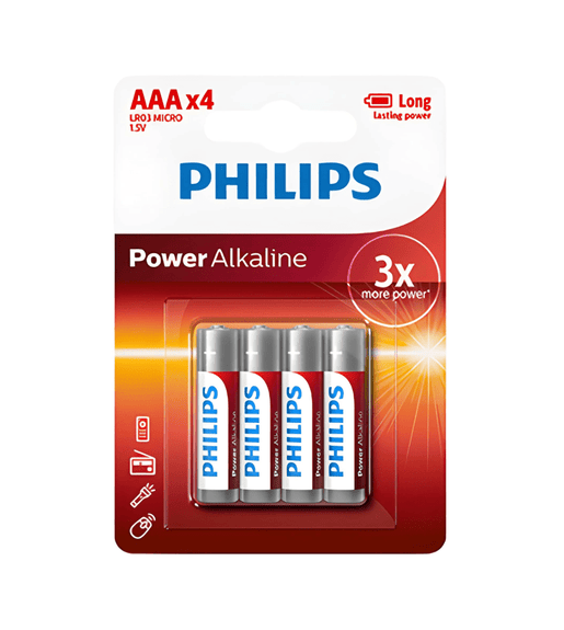 Philips LR03 AAA Power Alkaline Batteries 1.5V - 4 Pack - 4895229119024