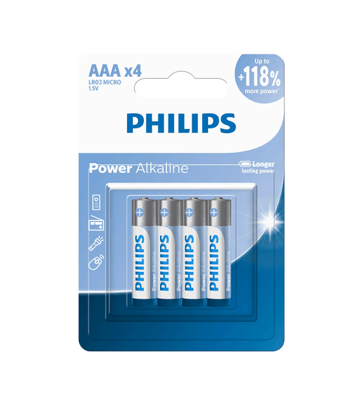 Philips LR03 AAA Power Alkaline Batteries 1.5V - 4 Pack - 4895229119024