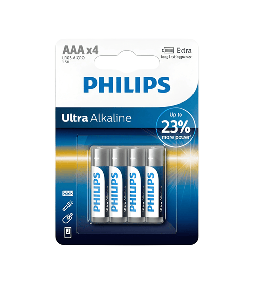 Philips LR03E4B AAA Batteries 1.5V - Pack of 4 - 8712581 550363