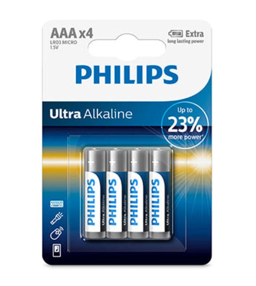 Philips LR03E4B AAA Batteries 1.5V - Pack of 4 - 8712581 550363