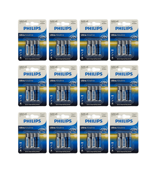 Philips LR03E4B/10 Ultra Alkaline AAA Battery (Box of 48 / 12 x 4-Packs) - 8712581646706