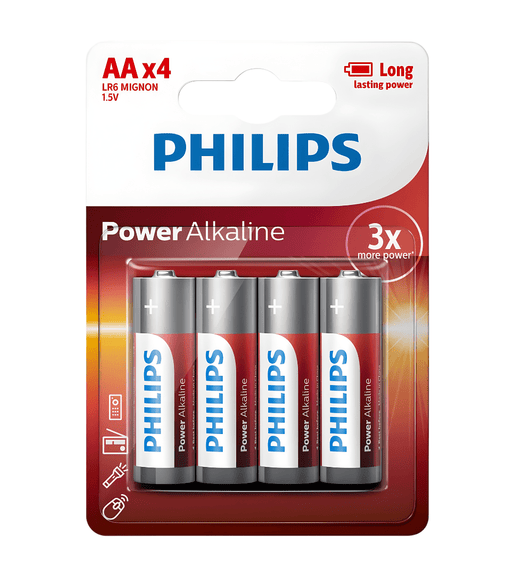 Phillips LR6P4B/10 AA Alkaline Batteries 1.5V - 4 Pack - 8712581549916