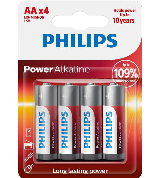 Phillips LR6P4B/10 AA Alkaline Batteries 1.5V - 4 Pack - 8712581549916