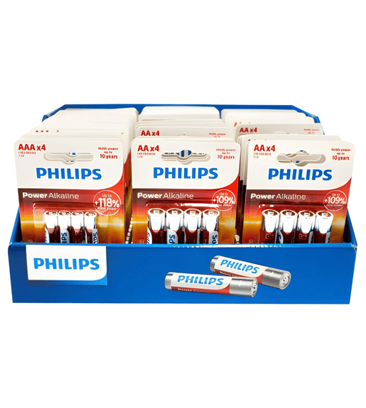 Phillips SXD6001F/10 Hook - up Battery Display Box Consists 44 Packs of 4 Pack Alkaline Batteries - 8712581561772