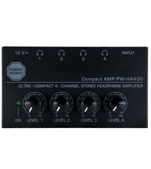 PowerWorks HA400 Compact Headphone Amplifier - 4 Channel - Black - 