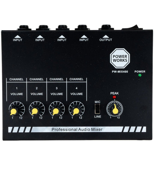 PowerWorks PW - MIX - 400 4 - channel Mini Audio Mixer - 