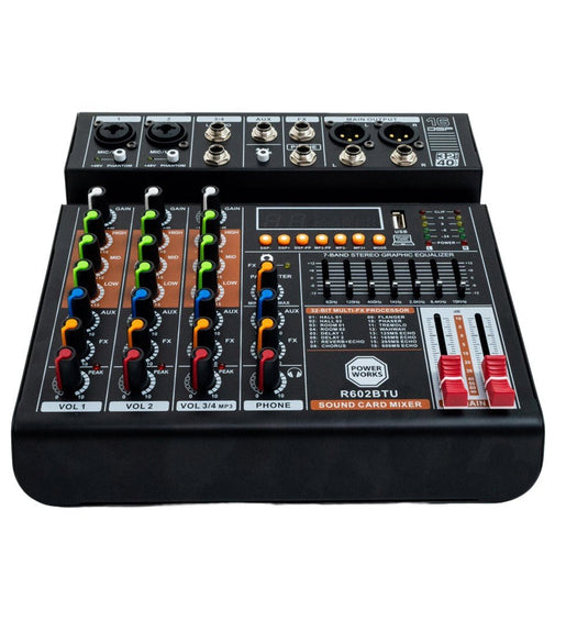 Powerworks R602BTU - 4 Channel Mixer With Bluetooth And USB - 