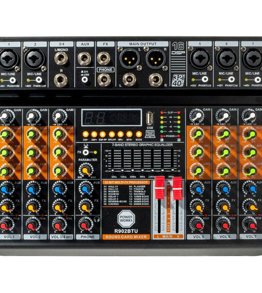 PowerWorks R902BT - USB 8 - channel Analogue Mixer - 