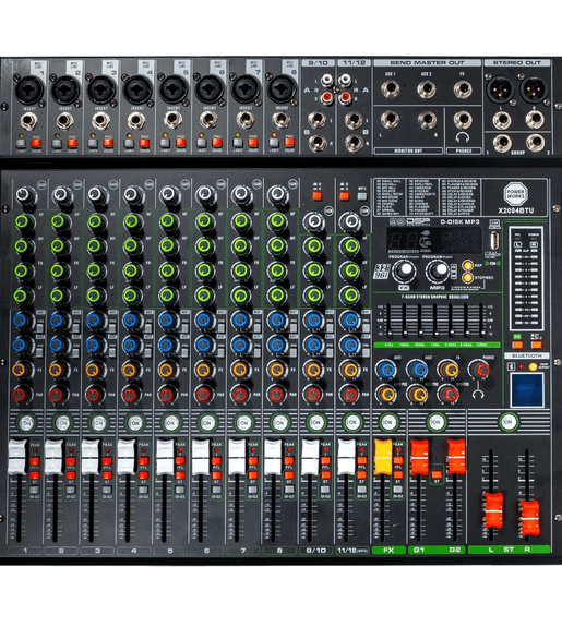 PowerWorks X2004BT - USB 8 Mono and 2 Stereo Channel Analogue Mixer - 