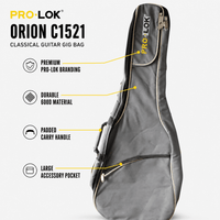 Prolok Orion ORION-C1521 Full-Size Classical Guitar Bag - Grey - 
