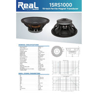 Real Sound 15RS1000 15″ 1000W Replacement Speaker - 