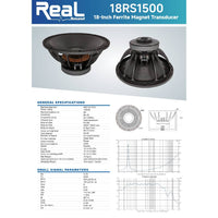 Real Sound 18RS1500 18″ 1500W Replacement Speaker - 