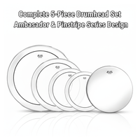 Remo EN - BA12 - PP Encore Ambassador & Pinstripe Tom Drumheads 5 Pack - 757242449813
