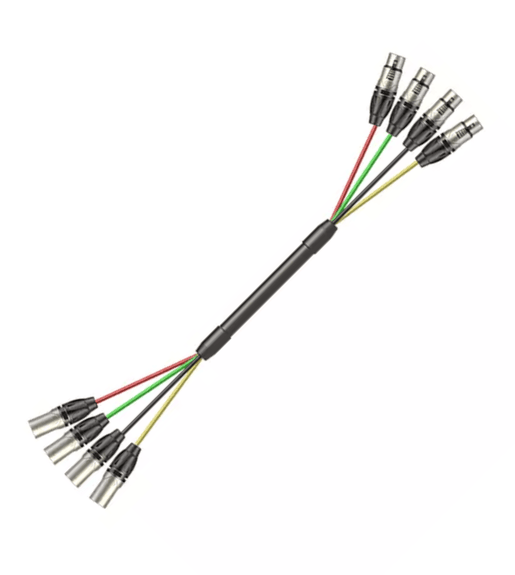 Roxtone MUC410L3 4 - Way XLR Male to 4 - Way XLR Female Multicore Extension Cable (3 Meters) - 