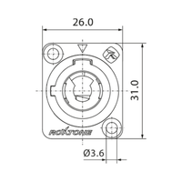 Roxtone RAC3MPO Power Link Series Power Output Chassis Socket (20A / 250V AC) - 6974862545754