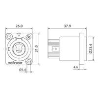 Roxtone RAC3MPO Power Link Series Power Output Chassis Socket (20A / 250V AC) - 6974862545754