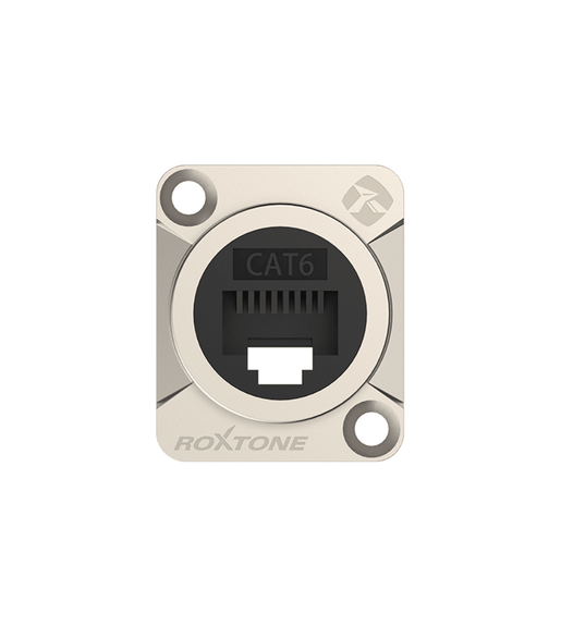 Roxtone RAE8FD-C6 CAT6 D-Series Shielded Panel Mount RJ45 Socket (Nickel Shell) - 6974435412438