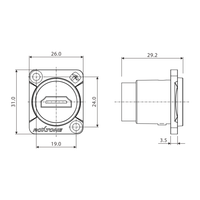 Roxtone RAH14D HDMI 1.4 Feed - Through Chassis Adapter - Nickel Plated Shell - 