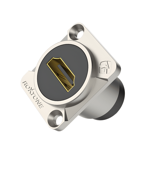 Roxtone RAH14D HDMI 1.4 Feed - Through Chassis Adapter - Nickel Plated Shell - 