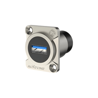 Roxtone RAU3D USB 3.0 (Type - A to Type - A) Through Chassis Connector - Nickel Plated Shell - 6974862541664