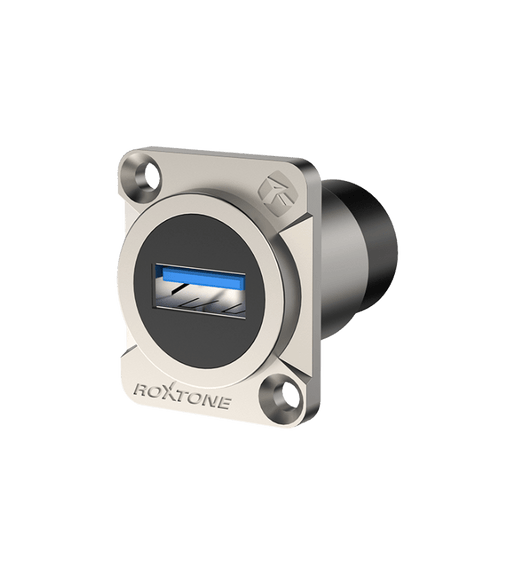 Roxtone RAU3D USB 3.0 (Type - A to Type - A) Through Chassis Connector - Nickel Plated Shell - 6974862541664