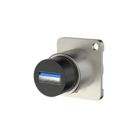 Roxtone RAU3D USB 3.0 (Type - A to Type - A) Through Chassis Connector - Nickel Plated Shell - 6974862541664