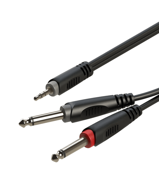 Roxtone RAYC130L3 Samurai Series 3.5mm Stereo Jack - 2 x 6.35mm 3 Meters - 6974435411967