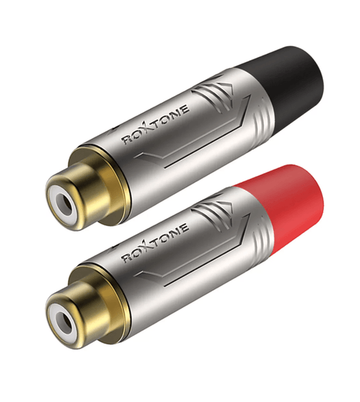 Roxtone RF2FC - NG RCA Inline Female Connector Pair (Nickel Shell / Gold Contacts) - 6974862546775