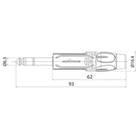 Roxtone RJ3P - NN 6.3mm Stereo TRS Jack Plug – Nickel Housing & Contacts - 