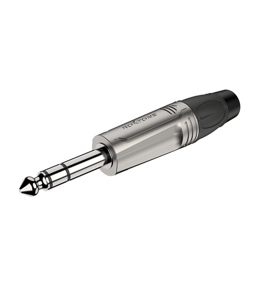 Roxtone RJ3P - NN 6.3mm Stereo TRS Jack Plug – Nickel Housing & Contacts - 
