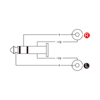 Roxtone RPAN330 Moulded Adapter 6.3mm Stereo Male – 2 X RCA Female - 6974700879300