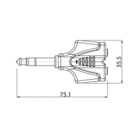 Roxtone RPAN340 Moulded Adapter 6.3mm Stereo Male - 2 x 3.5mm Stereo Female - 6974700879287