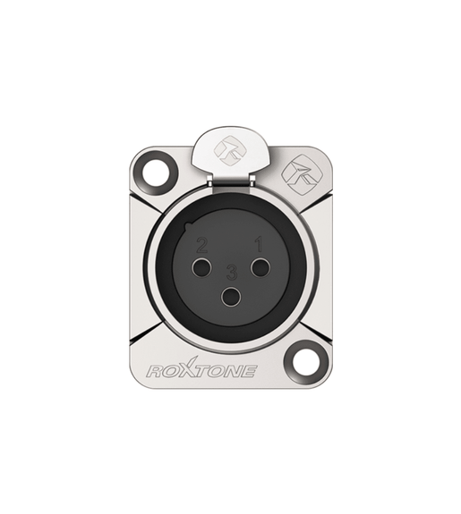 Roxtone RX3FD-NT 3-Pin Female XLR Chassis Mount Connector with Nickel Shell - 6974700879171
