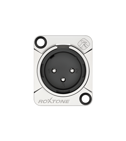 Roxtone RX3MD - NT 3 - Pin Male XLR Chassis Mount Connector – Nickel Plated - 6974700879188